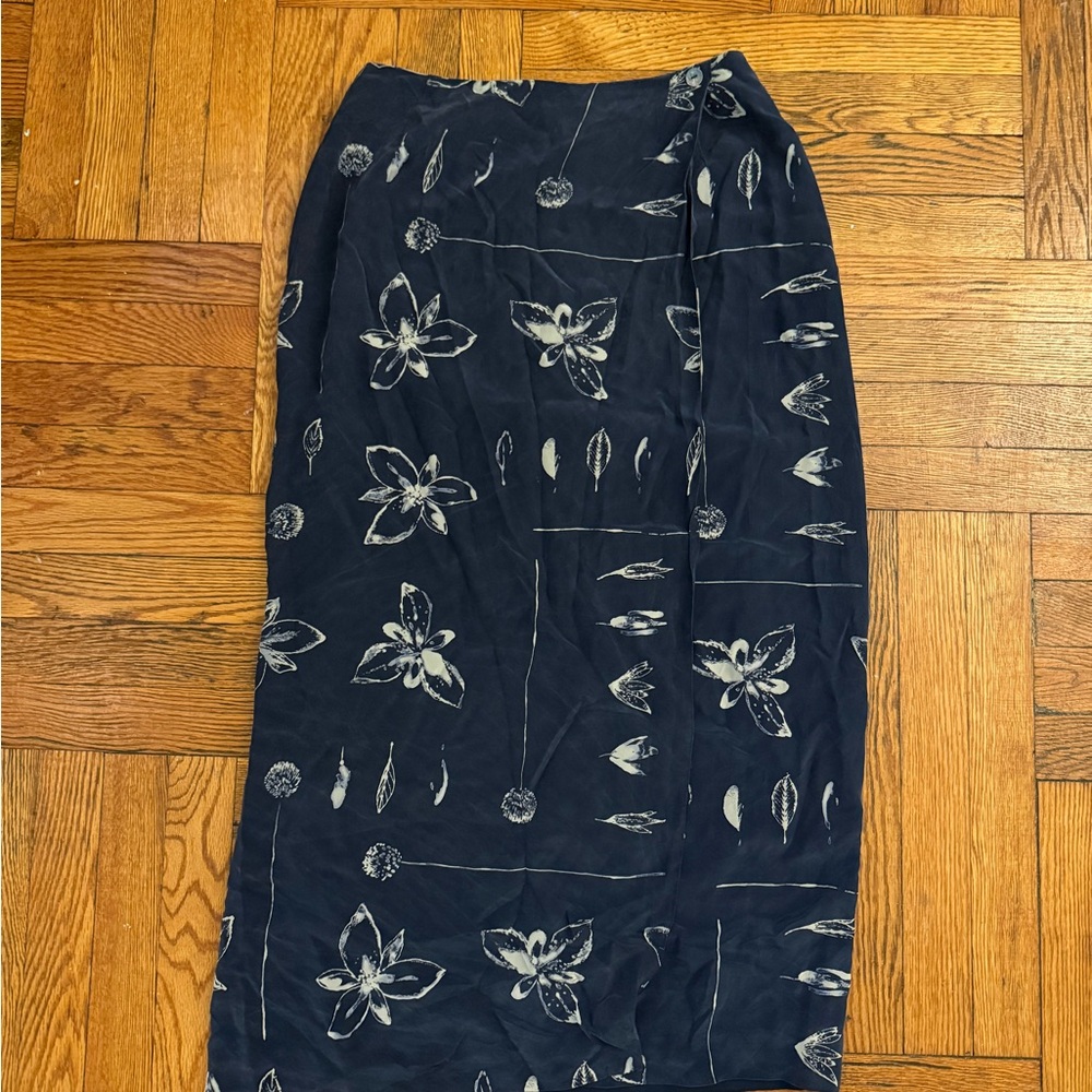 Vintage Liz Claiborne floral wrap silk skirt